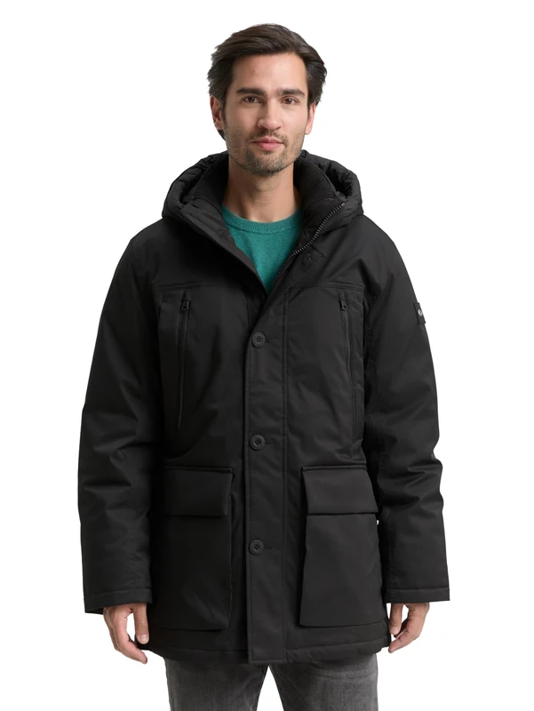 TOM TAILOR Men's 1046972 Parka, 29999-Black, L, 29999 - Black, L