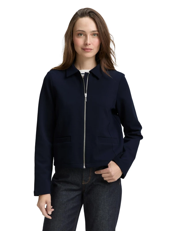 TOM TAILOR Women's Regular Fit Jacket with Zip, 10668 - Sky Captain Blue, XS