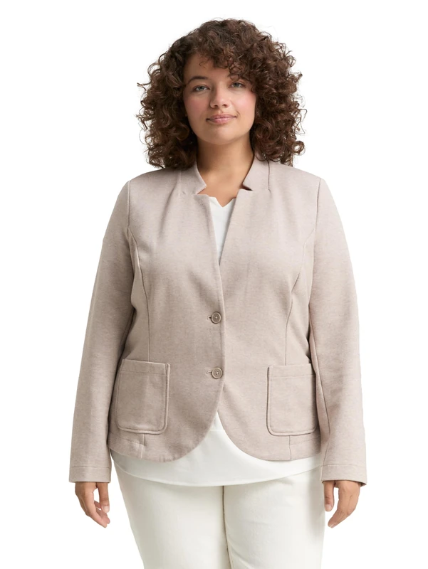 TOM TAILOR Women's 1048392 Blazer, 38330-Soft Taupe Melange, 46