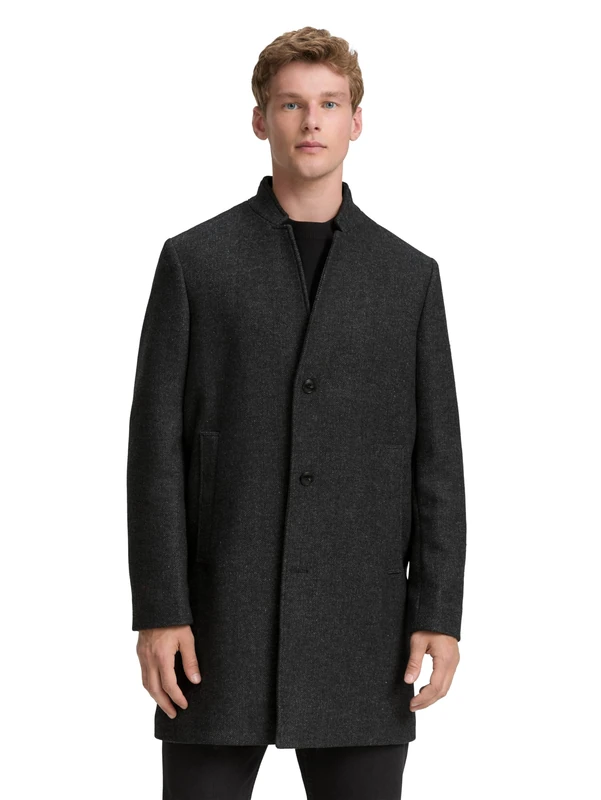 TOM TAILOR Men's 1046905 Coat, 32525-Grey Big Herringbone Optic, L