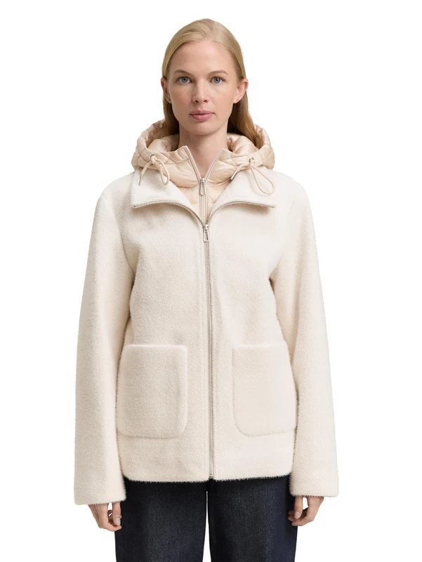 TOM TAILOR Women's 1047523 Jacket, 38248 Structure Beige Melange, 3XL, 38248 - Structure Beige Melange, 3XL
