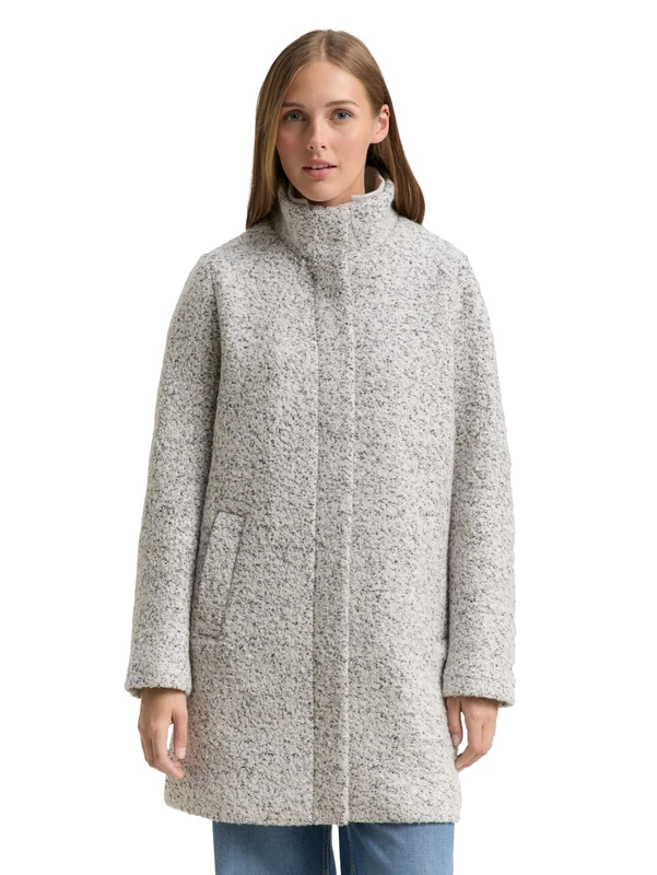 TOM TAILOR Denim Women's 1047539 Coat, 35878-White Black Boucle, L, 35878 - White Black Boucle, L