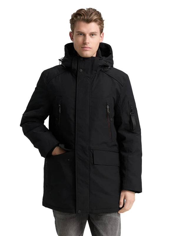 TOM TAILOR Men's 1047040 Parka, 29999-Black, XL, 29999 - Black, XL