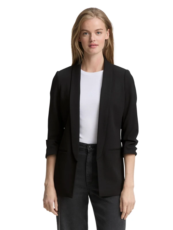 TOM TAILOR Women's 1048359 Blazer, 14482-Deep Black, M