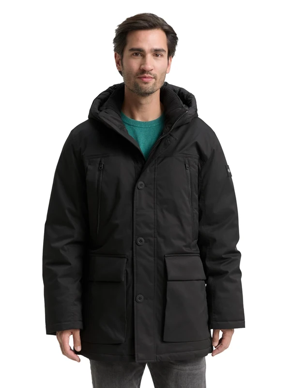 TOM TAILOR Men's Arctic Parka with Removable Hood, 29999 - Black, M