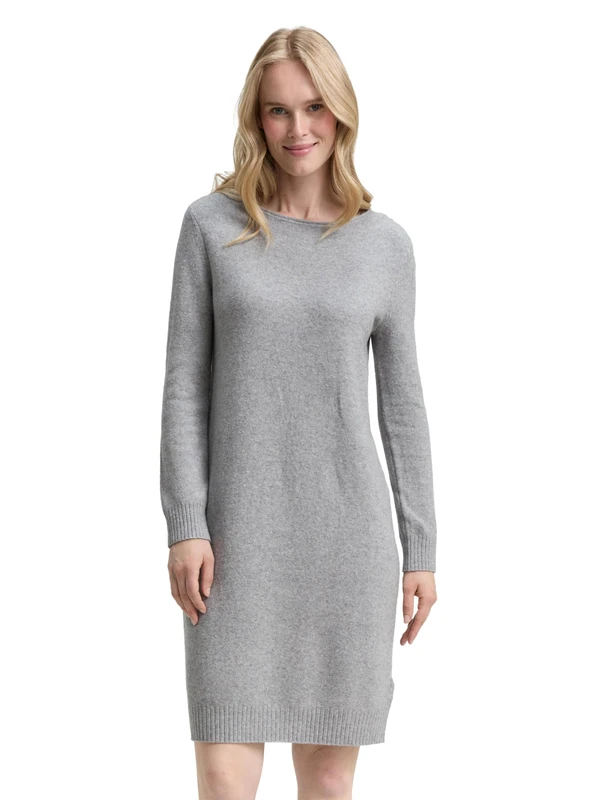 TOM TAILOR Women's 1048321 Dress, 21373-Medium Silver Grey Melange, 38
