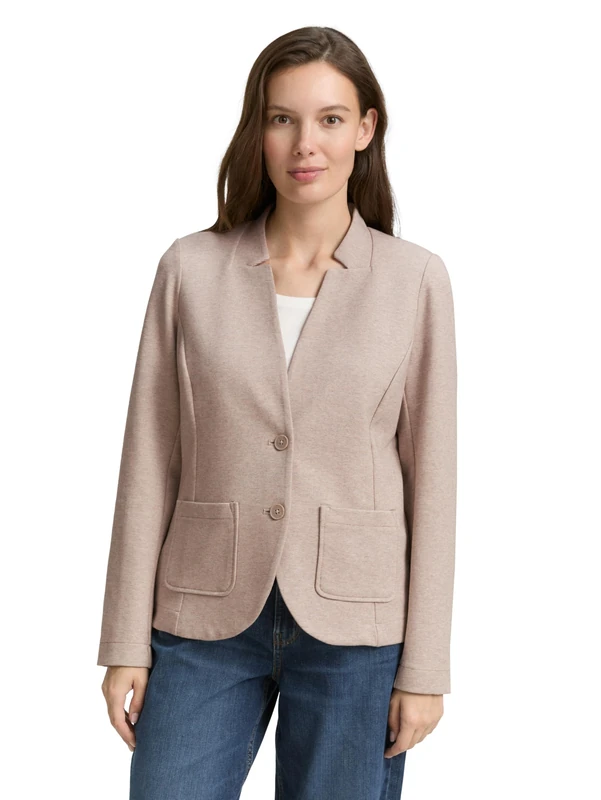 TOM TAILOR Women's Blazer, 38330 - Soft Taupe Melange, S