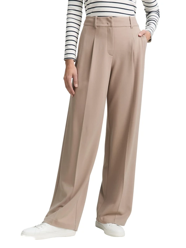 TOM TAILOR Women's 1048070 Trouser, 32208-Soft Taupe Grey, 36W / 32L