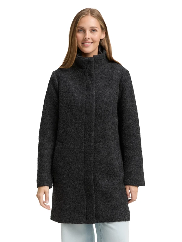 TOM TAILOR Denim Women's 1047539 Coat, 10369-Light Tarmac Grey Melange, L, 10369 - Light Tarmac Grey Melange, L