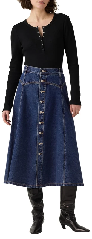 Levi's Yoked Western Skirt Slightly Circular, Slightly Circular, 29W