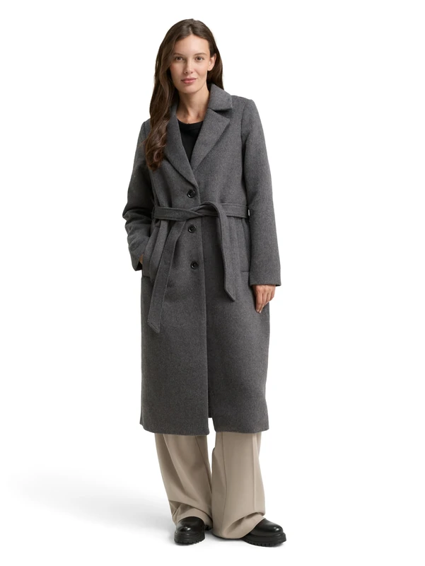 TOM TAILOR Women's 1047524 Coat, 38422-Dark Anthra Melange, M