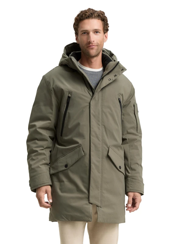 TOM TAILOR Men's 1046991 Parka - Smokey Olive Green, Size S
