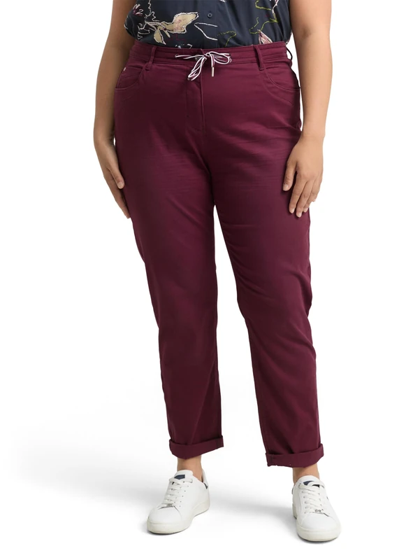 TOM TAILOR Plus Size Women's Trousers, 16427 - Bordeaux Red, 48W x 28L