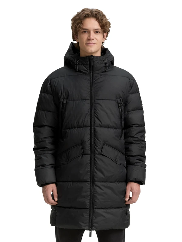 TOM TAILOR Men's 1047209 Puffer Parka with Hood, 29999 - Black, L