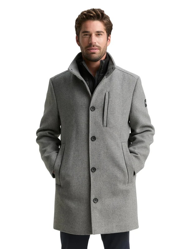 TOM TAILOR Men's 1046983 Wool Coat, 30507-Light Stone Grey Twill, 3XL