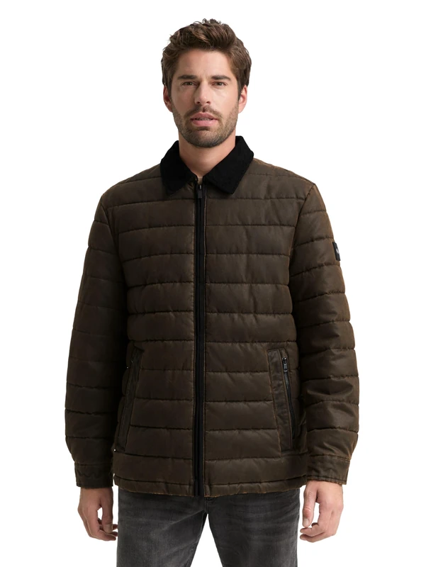 TOM TAILOR Men's 1048277 Jacket, 38836-Dark Brown Melange, S, 38836 - Dark Brown Melange, S