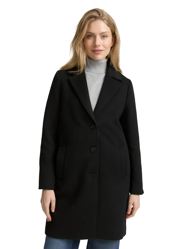 TOM TAILOR 1046603 Coat, 14482 Deep Black, L Women, 14482 Deep Black, L
