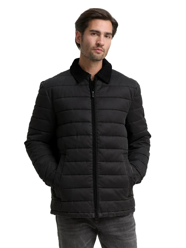 TOM TAILOR Men's 1048277 Jacket, 38837-Black Grey Melange, M, 38837 - Black Grey Melange, M