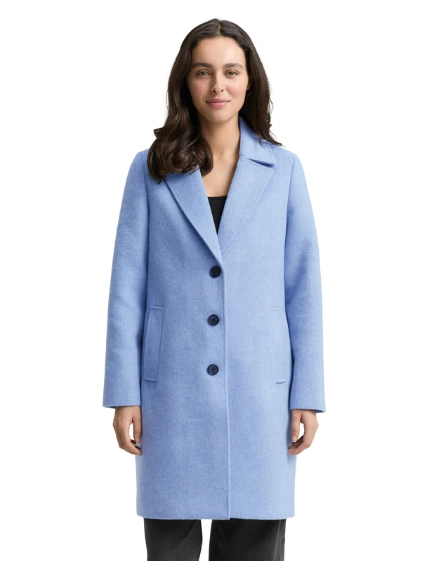 TOM TAILOR Ladies 1046603 Coat, 35899-Calm Blue Melange, XXL, 35899 - Calm Blue Melange, XXL