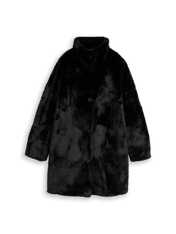 TOM TAILOR Women's 1048286 Coat, 14482-Deep Black, XXL, 14482 - Deep Black, XXL