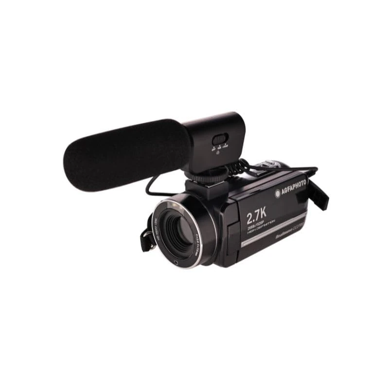 AgfaPhoto Realimove CC2700 – Caméscope Numérique, Vidéo 2.7K, 24MP, Écran Tactile 3’’, Zoom 18X, Télécommande, 2 Batteries, Micro, Batterie Lithium - Noir