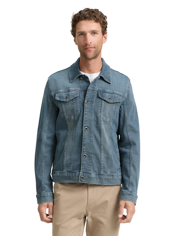 TOM TAILOR Men's 1047958 Denim Jacket, 10162-Mid Stone Blue Grey, S