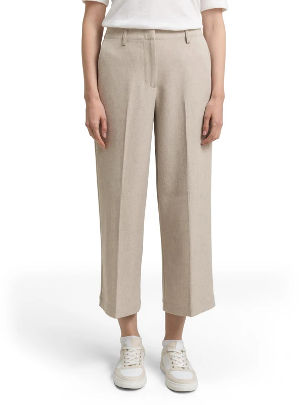 TOM TAILOR Women's Trousers, 38645 - Taupe Black Structure, 36W x 28L