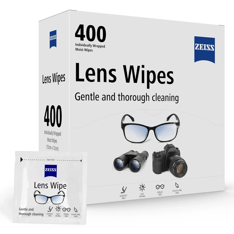 ZEISS Lens Wipes, Lens Cleaner for Glasses, Cameras & Binoculars,Individually Packed Single Use Disposable Cloths in Sachets, for Handy and Portable Spectacle Cleaning On The Go, 400 Count (Pack of 1)