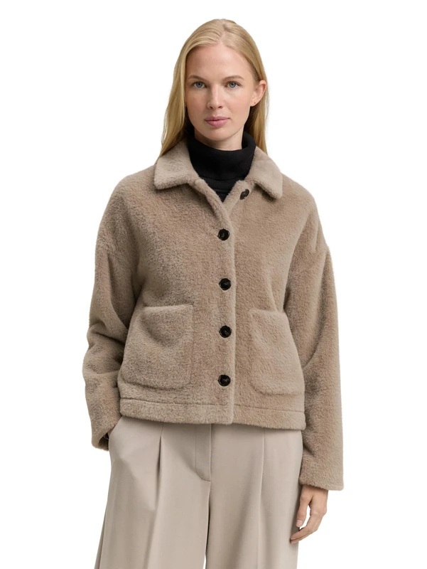 TOM TAILOR Women's 1048129 Jacket, 32208-Soft Taupe Grey, XS, 32208 - Soft Taupe Grey, XS