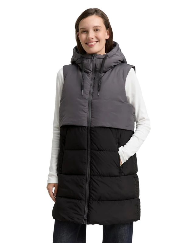 TOM TAILOR Women's 1047525 Vest, 14482-Deep Black, S, 14482 - Deep Black, S