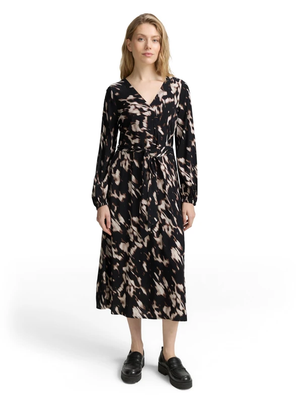 TOM TAILOR Women's 1047643 Dress, 38399-Blurry Animal Design, 42