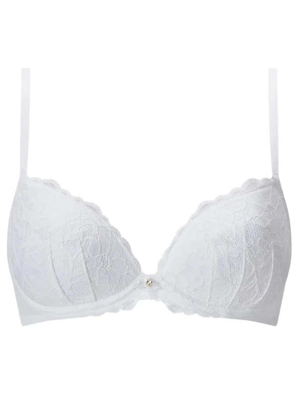 Ann Summers Valentines 2 Pack Sexy Lace Padded Plunge Bra, Fuller Bust DD+, A-G Cup, Curve-Enhancing Womens Underwear with Padded Cups & Underwire, Removable Mini Pads for Smaller Sizes, White