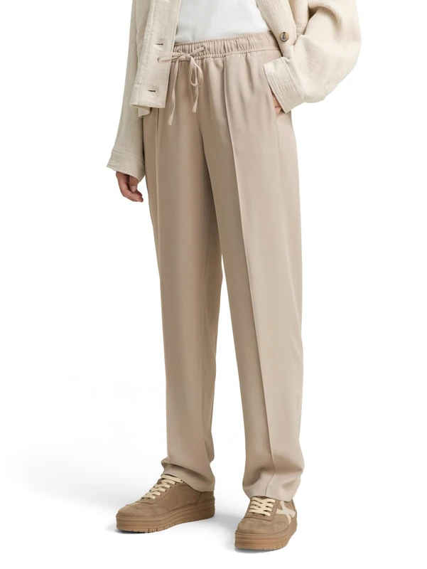 TOM TAILOR Women's 1047661 Trouser, 32208-Soft Taupe Grey, 34W / 30L