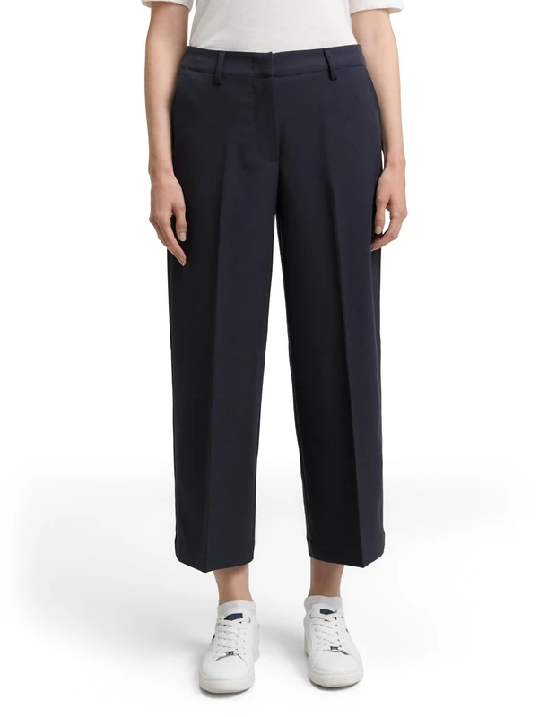 TOM TAILOR Women's Trousers, 38875 - Navy Black Structure, 36W x 28L