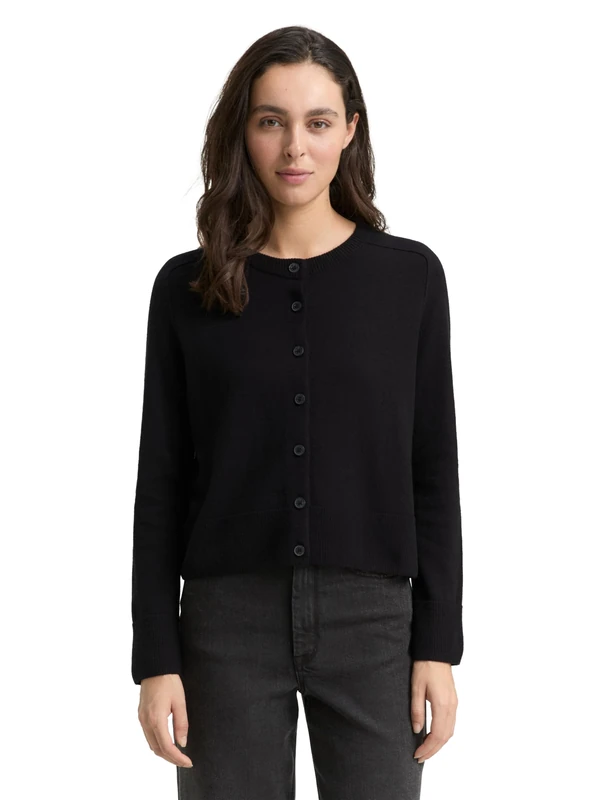 TOM TAILOR Women's Cardigan Cardigan, 14482 - Deep Black, XL