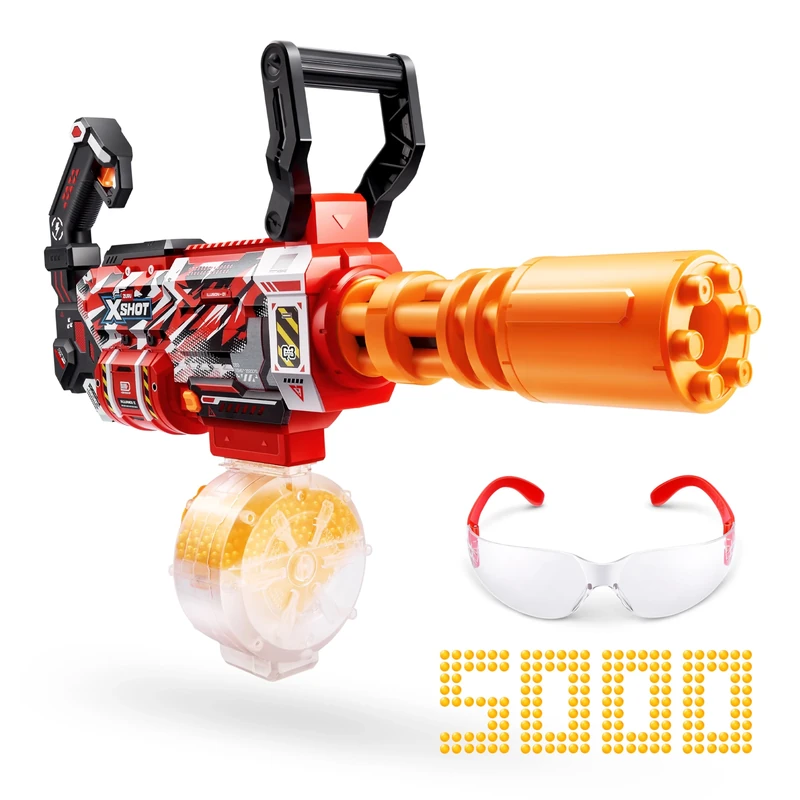 XSHOT Hyper Gel Motorized Gatling Blaster with 5,000 pellets by ZURU, Outdoor Motorized Blaster for Boys and Girls, Teens and Adults aged 14+
