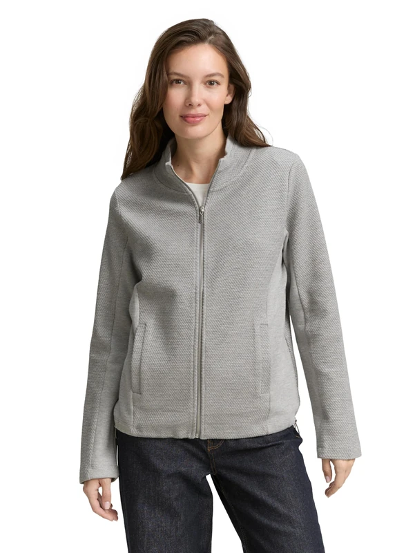 TOM TAILOR Women's Sweat Jacket, 21373 - Medium Silver Grey Melange, XL