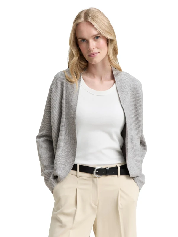 TOM TAILOR Women's Cardigan Cardigan, 21373 - Medium Silver Grey Melange, 3XL