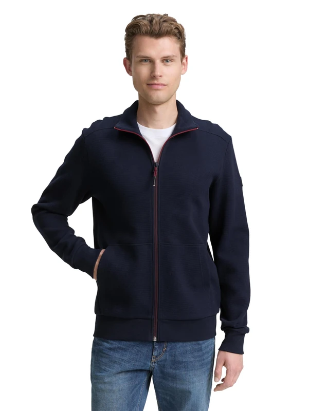 TOM TAILOR Men's 1047829 Sweat Jacket, 10668-Sky Captain Blue, S