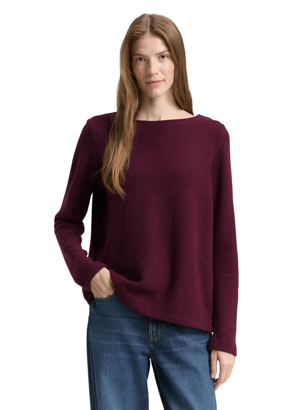 TOM TAILOR Plus Size Women's Sweatshirt, 10525 - Dark Red Mélange, 52 Große Größen