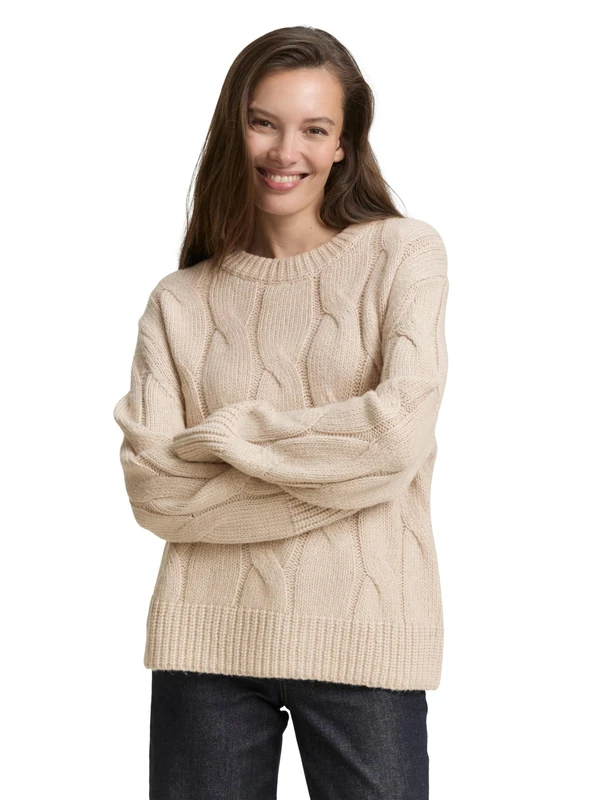 TOM TAILOR Women's 1047709 Pullover Sweater, 38330-Soft Taupe Melange, XXL