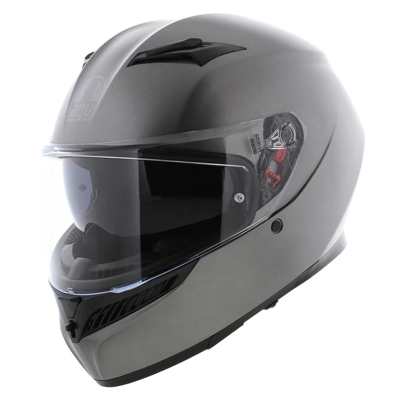 AGV - K3 E2206 MPLK, Full-face ECE Motorcycle Helmet with Spoiler and Scratch Resistant UV Visor, with Interphone Ready, Mono Matt Luna Grey, Unisex, S