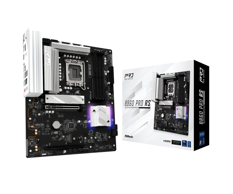 ASRock B860 Pro RS Intel Core Ultra DDR5 8666MHz 256GB M.2 LGA1851 ATX SATA3 6.0Gbps PCIe 5.0 BIOS Flashback Motherboard