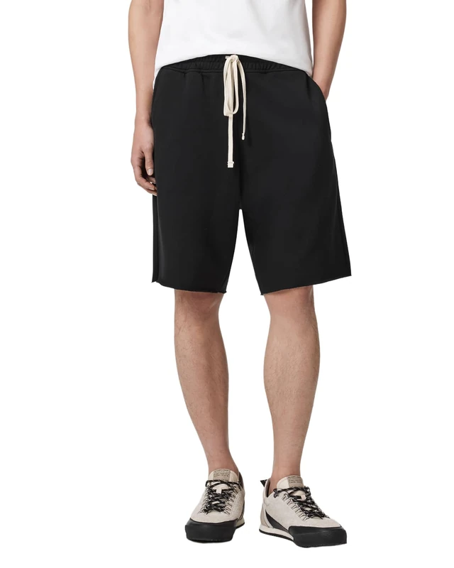 All Saints Men's Helix Sweatshort Shorts, Jet Black, XL