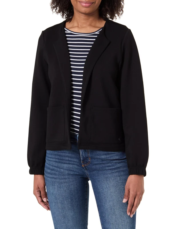 TOM TAILOR Women's Sweat Jacket, 14482 - Deep Black, L