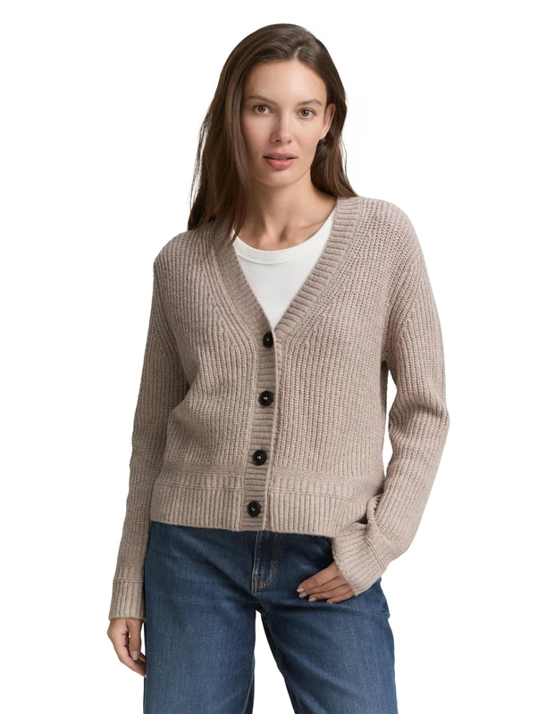 TOM TAILOR Women's Cardigan Cardigan, 38330 - Soft Taupe Melange, XXS