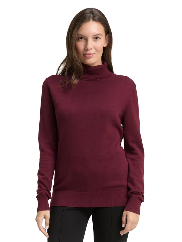 TOM TAILOR Women's 1047670 Pullover Sweater, 38881-Red Rib Structure, XS