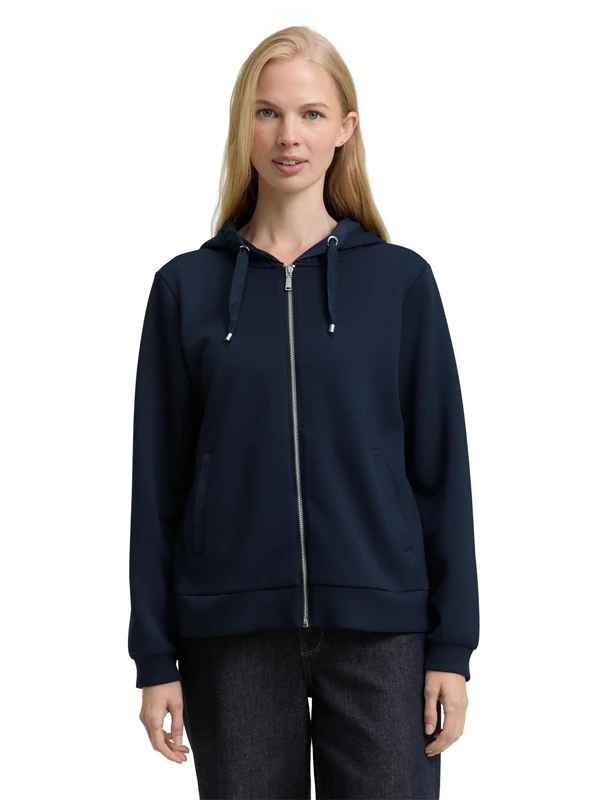 TOM TAILOR Women's 1048293 Sweat Jacket, 10668-Sky Captain Blue, XS