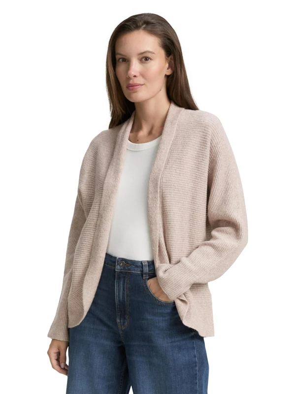 TOM TAILOR Women's Cardigan Cardigan, 38330 - Soft Taupe Melange, 3XL