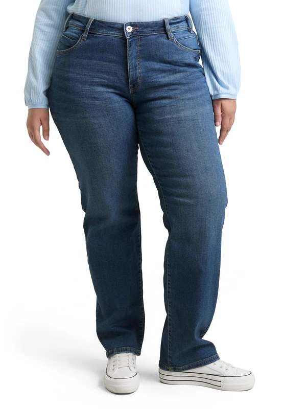 TOM TAILOR Plus Size Women's Jeans, 10113 Clean Mid Stone Blue Denim, 18